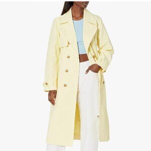 Women's Butter Yellow Trench Coat, The Drop Noa Trench Coat Size Large NWT